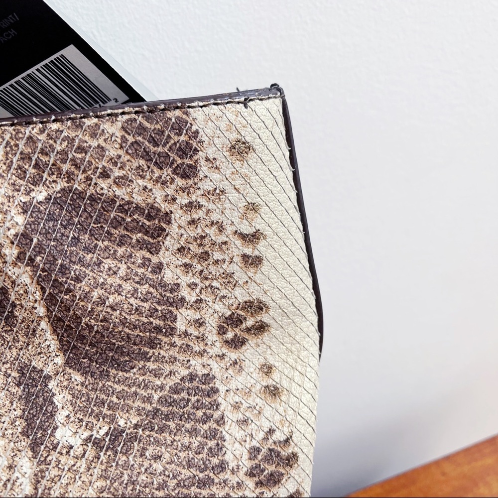 Genuine Leather Brown Ivory Python Print Tote NEW… - image 3